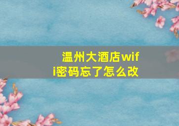 温州大酒店wifi密码忘了怎么改