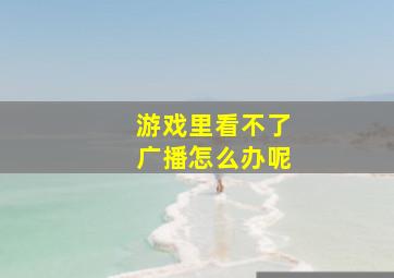 游戏里看不了广播怎么办呢