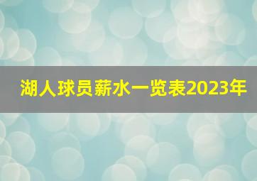 湖人球员薪水一览表2023年