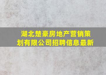 湖北楚豪房地产营销策划有限公司招聘信息最新