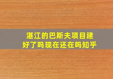 湛江的巴斯夫项目建好了吗现在还在吗知乎