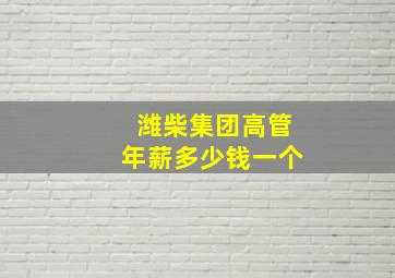 潍柴集团高管年薪多少钱一个