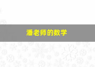 潘老师的数学