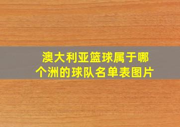 澳大利亚篮球属于哪个洲的球队名单表图片