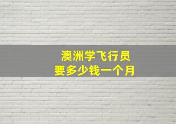 澳洲学飞行员要多少钱一个月