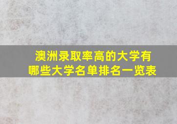 澳洲录取率高的大学有哪些大学名单排名一览表