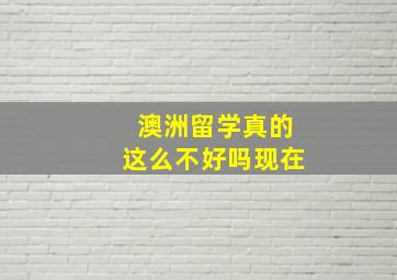 澳洲留学真的这么不好吗现在