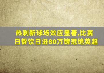 热刺新球场效应显著,比赛日餐饮日进80万镑冠绝英超