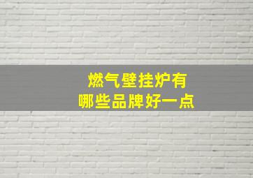 燃气壁挂炉有哪些品牌好一点