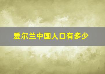 爱尔兰中国人口有多少