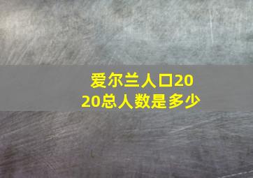 爱尔兰人口2020总人数是多少