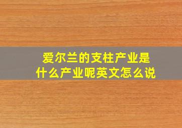 爱尔兰的支柱产业是什么产业呢英文怎么说