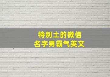 特别土的微信名字男霸气英文