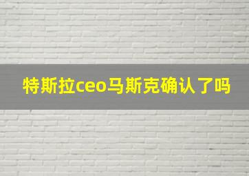 特斯拉ceo马斯克确认了吗