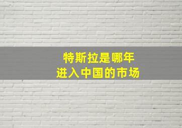 特斯拉是哪年进入中国的市场