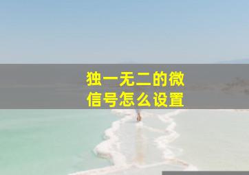 独一无二的微信号怎么设置