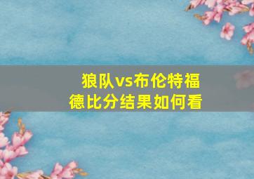 狼队vs布伦特福德比分结果如何看