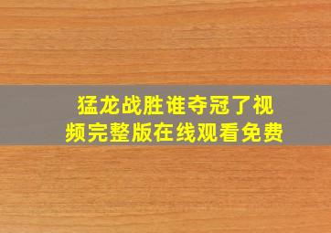 猛龙战胜谁夺冠了视频完整版在线观看免费