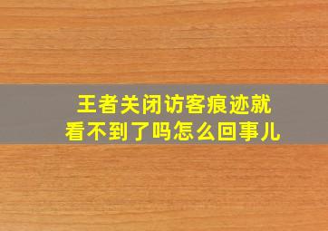 王者关闭访客痕迹就看不到了吗怎么回事儿