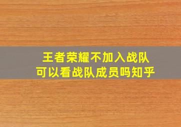 王者荣耀不加入战队可以看战队成员吗知乎