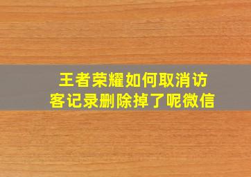 王者荣耀如何取消访客记录删除掉了呢微信