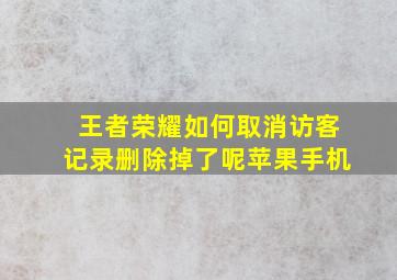 王者荣耀如何取消访客记录删除掉了呢苹果手机