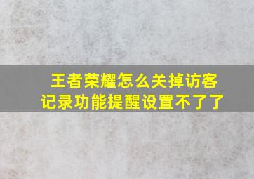 王者荣耀怎么关掉访客记录功能提醒设置不了了