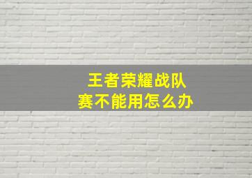 王者荣耀战队赛不能用怎么办