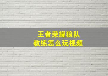 王者荣耀狼队教练怎么玩视频