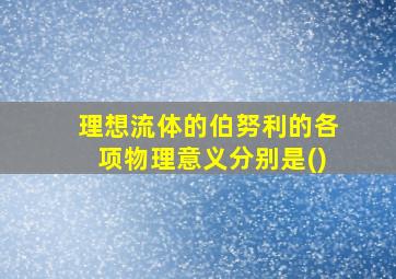 理想流体的伯努利的各项物理意义分别是()