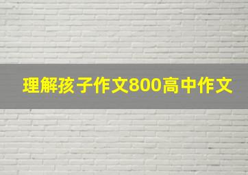 理解孩子作文800高中作文