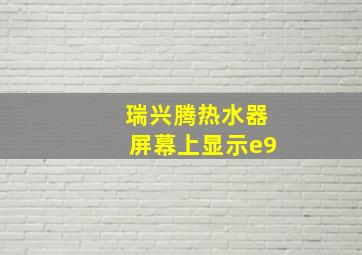 瑞兴腾热水器屏幕上显示e9