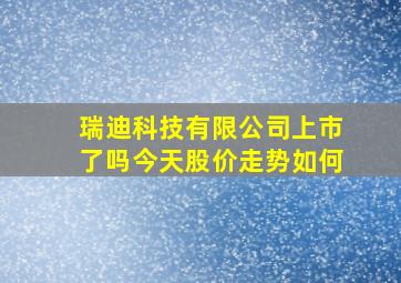 瑞迪科技有限公司上市了吗今天股价走势如何