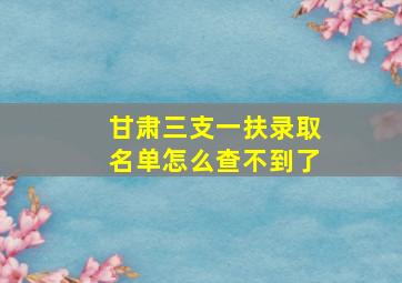 甘肃三支一扶录取名单怎么查不到了