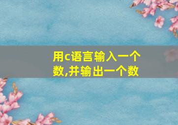 用c语言输入一个数,并输出一个数