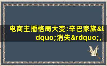 电商主播格局大变:辛巴家族“消失”,快手却更强了