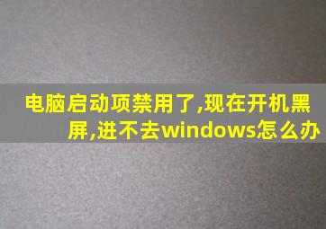 电脑启动项禁用了,现在开机黑屏,进不去windows怎么办