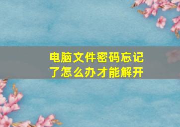 电脑文件密码忘记了怎么办才能解开