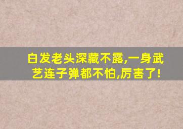 白发老头深藏不露,一身武艺连子弹都不怕,厉害了!