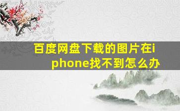 百度网盘下载的图片在iphone找不到怎么办