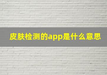 皮肤检测的app是什么意思