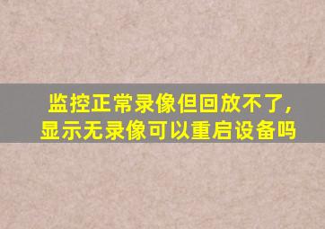 监控正常录像但回放不了,显示无录像可以重启设备吗