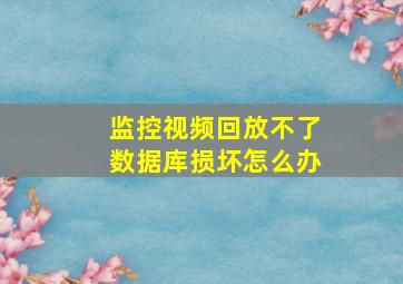 监控视频回放不了数据库损坏怎么办