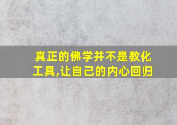 真正的佛学并不是教化工具,让自己的内心回归