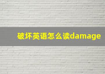 破坏英语怎么读damage