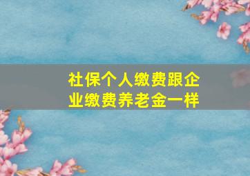 社保个人缴费跟企业缴费养老金一样