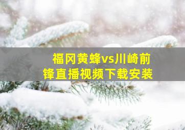 福冈黄蜂vs川崎前锋直播视频下载安装