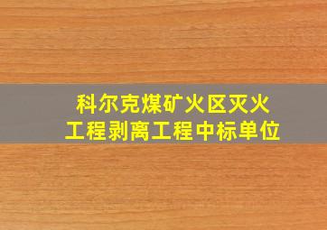 科尔克煤矿火区灭火工程剥离工程中标单位