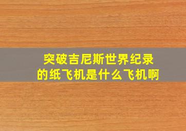 突破吉尼斯世界纪录的纸飞机是什么飞机啊