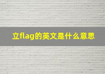 立flag的英文是什么意思